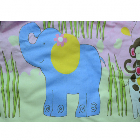 Set lenjerie de pat 5 piese 135 x 100 cm pentru bebelusi IKS 2 Jungle LPIJ6-R, Multicolor [1]