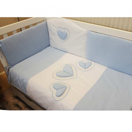 Set lenjerie de pat 5 piese 90 x 120 cm pentru baieti Belisima 3 Serca P01-683, Albastru [1]