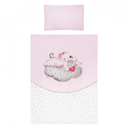 Lenjerii de patut - Set lenjerie de pat 5 piese 90 x 120 cm pentru fete Belisima Malenstwo P02-0280, Roz
