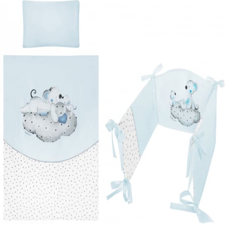 Accesorii camera bebe - Set lenjerie de pat 5 piese 90 x 120 cm pentru baieti Belisima Malenstwo P02-0281, Turcoaz