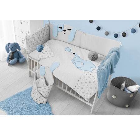 Set lenjerie de pat 5 piese 90 x 120 cm pentru baieti Belisima Piesio P01-955, Gri [1]