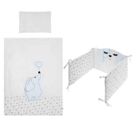 Lenjerii de patut - Set lenjerie de pat 5 piese 90 x 120 cm pentru baieti Belisima Piesio P01-955, Gri