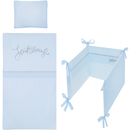 Accesorii camera bebe - Set lenjerie de pat 5 piese 90 x 120 cm pentru baieti Sweet Dreams P02-0529, Albastru