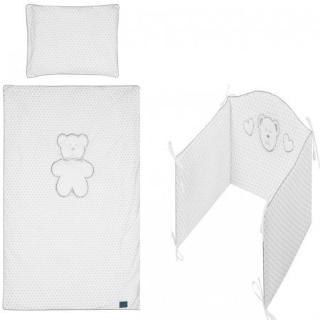 Accesorii camera bebe - Set lenjerie de pat 5 piese 90 x 120 cm pentru copii Belisima Bialy Mis P01-710, Alb