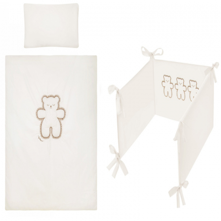 Accesorii camera bebe - Set lenjerie de pat 5 piese 90 x 120 cm pentru copii Belisima Leos P02-0497, Alb