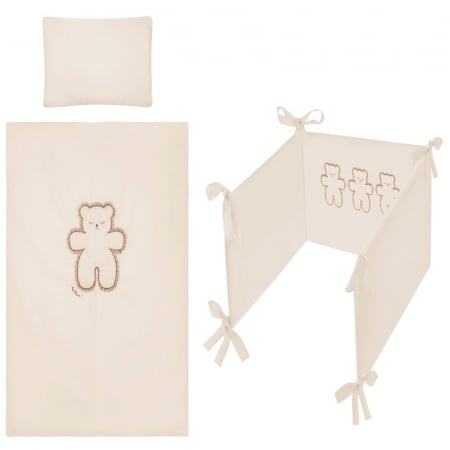 Accesorii camera bebe - Set lenjerie de pat 5 piese 90 x 120 cm pentru copii Belisima Leos P02-0498, Bej