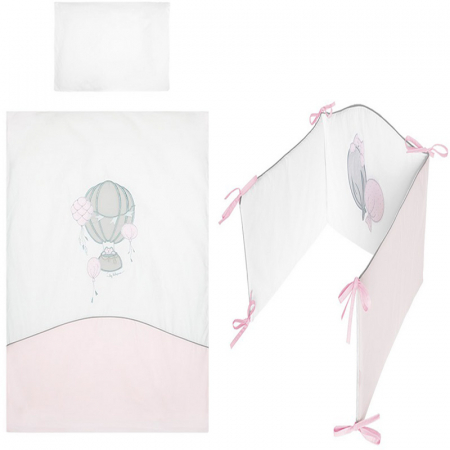Accesorii camera bebe - Set lenjerie de pat 5 piese 90 x 120 cm pentru fete Belisima Baloniki P02-0050, Multicolor