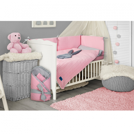 Set lenjerie de pat 5 piese 90 x 120 cm pentru fete Belisima Krolik Sweter P01-817, Roz [3]