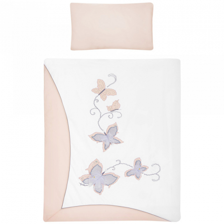 Set lenjerie de pat 5 piese 90 x 120 cm pentru fete Belisima Papilo P02-0440, Alb [1]