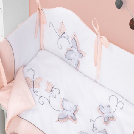 Set lenjerie de pat 5 piese 90 x 120 cm pentru fete Belisima Papilo P02-0440, Alb [3]