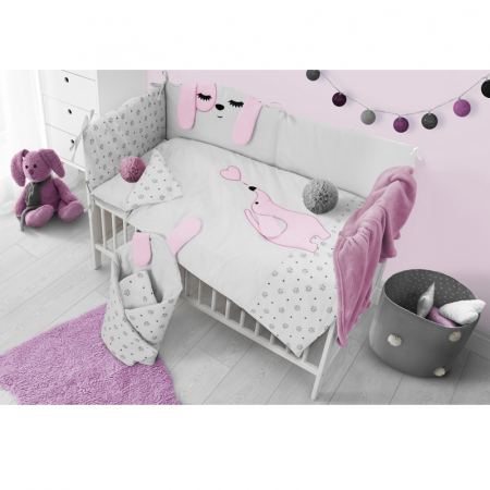 Set lenjerie de pat 5 piese 90 x 120 cm pentru fete Belisima Piesio P01-954, Gri [1]