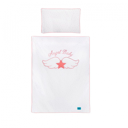 Set lenjerie de pat 5 piese 90 x 120 cm pentru fete Belisima Skrzydelka P01-827, Alb [1]