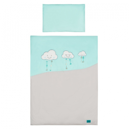 Accesorii camera bebe - Set lenjerie de pat 5 piese pentru bebelusi Belisima Chmurki P01-671, Multicolor