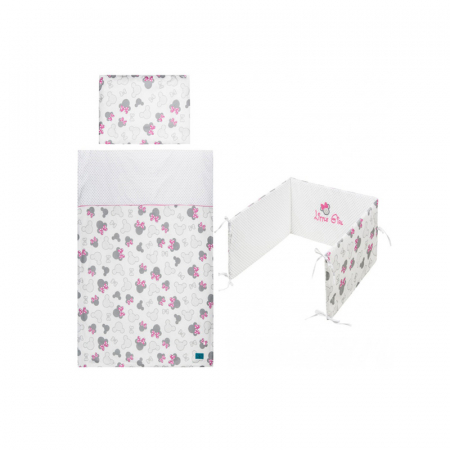 Lenjerii de patut - Set lenjerie de pat 5 piese pentru bebelusi Belisima Fiki Miki P01-534, Multicolor