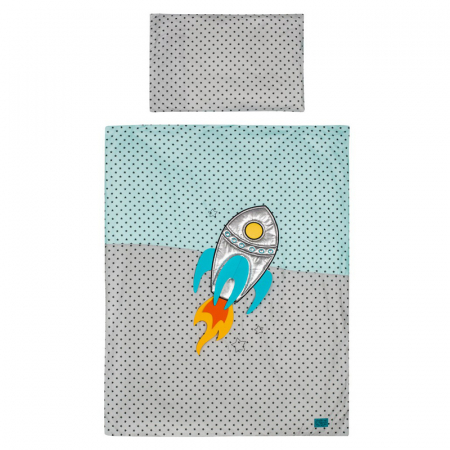 Lenjerii de patut - Set lenjerie de pat 5 piese pentru bebelusi Belisima Kosmiczny P01-700AL, Multicolor