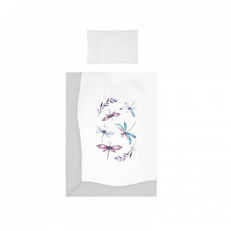 Lenjerii de patut - Set lenjerie de pat 5 piese pentru bebelusi Belisima Wazki P01-901, Multicolor