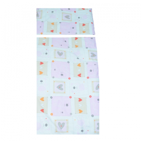 Lenjerii de patut - Set lenjerie de pat 6 piese 135 x 100 cm pentru bebelusi Blanca F29, Multicolor