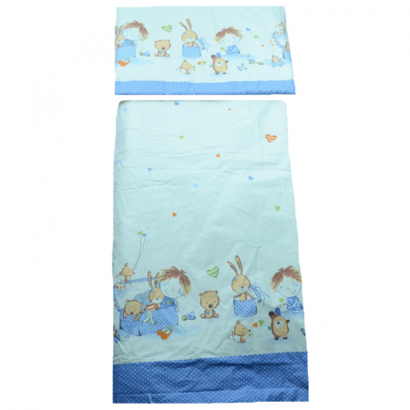 Lenjerii de patut - Set lenjerie de pat 6 piese 135 x 100 cm pentru bebelusi Blanca F90, Multicolor