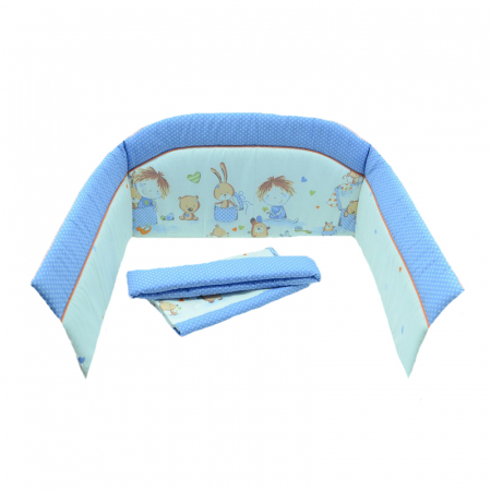 Set lenjerie de pat 6 piese 135 x 100 cm pentru bebelusi Blanca F90, Multicolor [2]