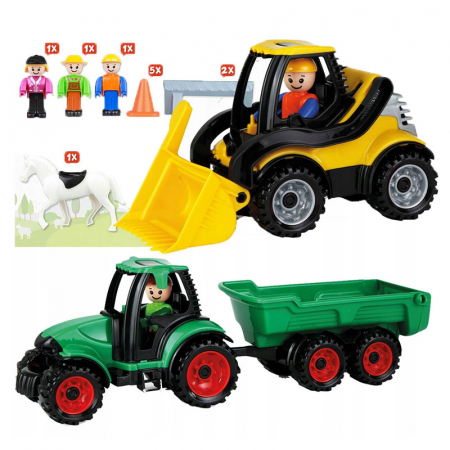 Joaca, activitati si ambalaje - Set masini agricole si figurine Lena 01632, Multicolor