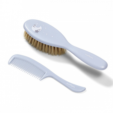 Articole de ingrijire - Set perie din par natural moale si piaptan BabyOno 567-04, Albastru