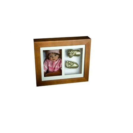 Amprenta bebe - Set rama foto si amprenta pentru bebelusi 3D 29 x 24,5 cm Mini Junior RMFD, Maro