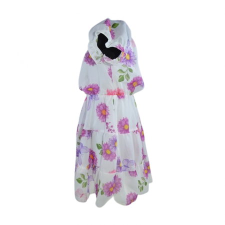 Set rochie, cu imprimeu floral si geanta pentru fete, Lucky, LK133M, Mov [2]