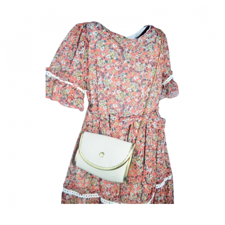 Set rochie cu maneca scurta, cu imprimeu floral si geanta pentru fete, Blueberry's 6629C-2, Coral [1]
