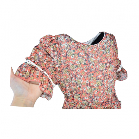 Set rochie cu maneca scurta, cu imprimeu floral si geanta pentru fete, Blueberry's 6629C-2, Coral [4]
