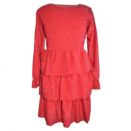 Set rochie eleganta cu maneca lunga si colier pentru fete New Collection N312RSS, Rosu [1]