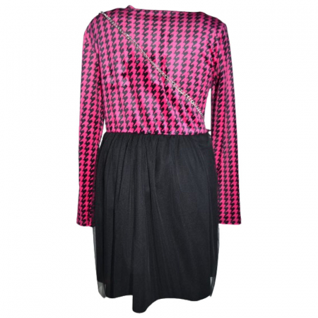Set rochie eleganta din catifea cu maneca lunga si geanta pentru fete New Collection 6660, Fucsia [1]