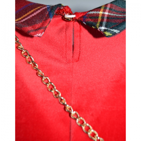 Set rochie eleganta din catifea cu maneca lunga si geanta pentru fete Lucky Girl 6785, Rosu [3]