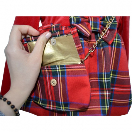 Set rochie eleganta din catifea cu maneca lunga si geanta pentru fete New Collection [2]