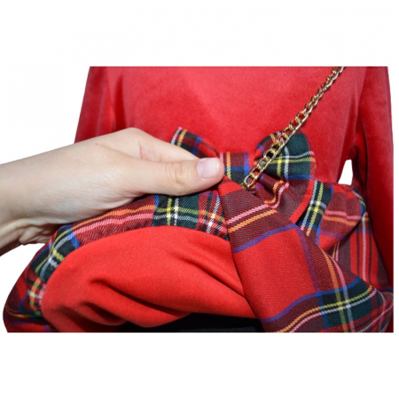 Set rochie eleganta din catifea cu maneca lunga si geanta pentru fete New Collection [4]