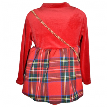 Set rochie eleganta din catifea cu maneca lunga si geanta pentru fete New Collection [1]