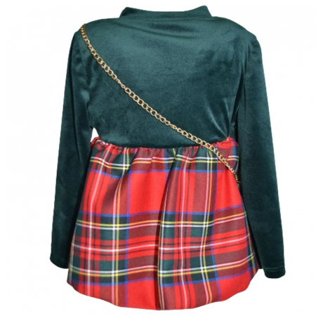 Set rochie eleganta din catifea cu maneca lunga si geanta pentru fete New Collection [1]