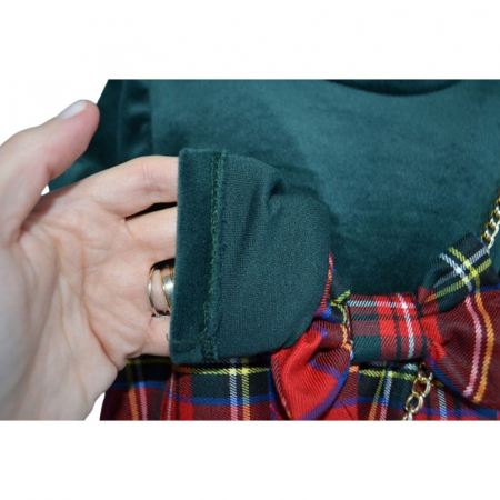 Set rochie eleganta din catifea cu maneca lunga si geanta pentru fete New Collection [3]