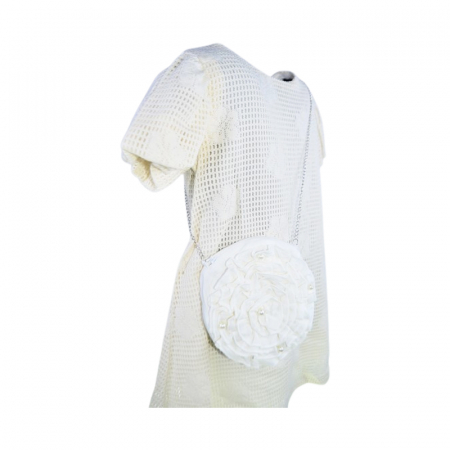 Set rochie eleganta cu maneca scurta si geanta pentru fete, Mini Junior 11261-2, Crem [1]