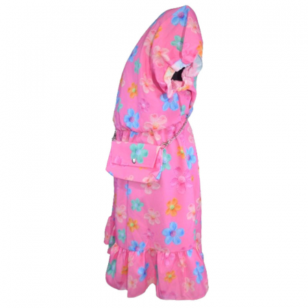 Set rochie eleganta cu maneca scurta si geanta pentru fete Mini Junior R290524-14, Roz [2]