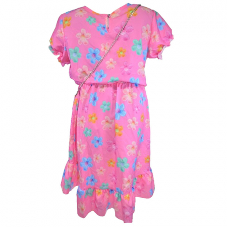 Set rochie eleganta cu maneca scurta si geanta pentru fete Mini Junior R290524-14, Roz [1]