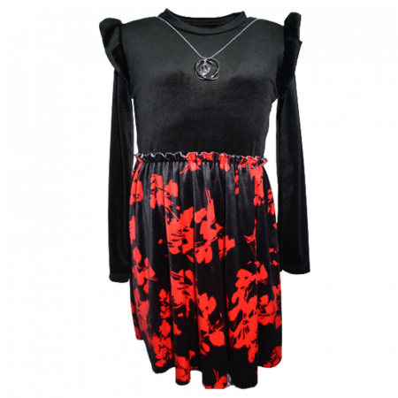 Îmbrăcăminte fete - Rochie eleganta cu lantisor pentru fete Lucky Girl 5289, Negru