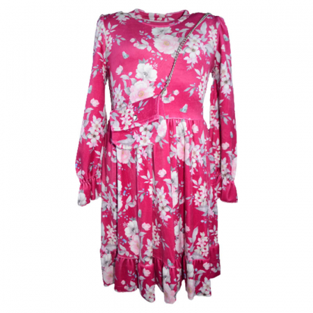 Îmbrăcăminte fete - Set rochie eleganta si geanta pentru fete Lucky Girl 4031-F, Fucsia