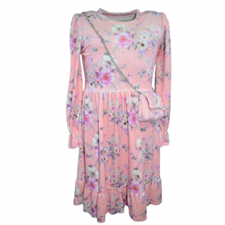 Îmbrăcăminte fete - Set rochie eleganta si geanta pentru fete Moda ART2258-R, Roz