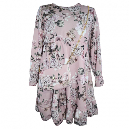Rochite fete - Set rochie eleganta si geanta pentru fete New Collection 9137-R, Roz