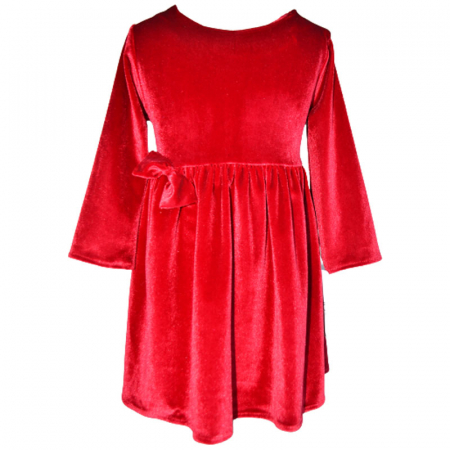 Rochite fete - Rochie eleganta din catifea cu maneca lunga pentru fete LULU DESIGN 081123-17, Rosu