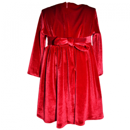 Rochie eleganta din catifea cu maneca lunga pentru fete LULU DESIGN 081123-17, Rosu [1]