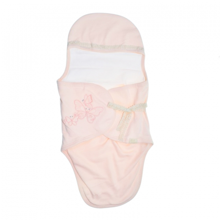 Saci de dormit - Sistem de infasat reglabil din bumbac 62 cm pentru bebe Mini Junior SIN-2315, Roz