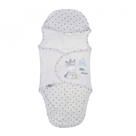 Saci de dormit - Sistem de infasat reglabil din bumbac 62 cm pentru bebe Mini Junior SIN-2092, Alb