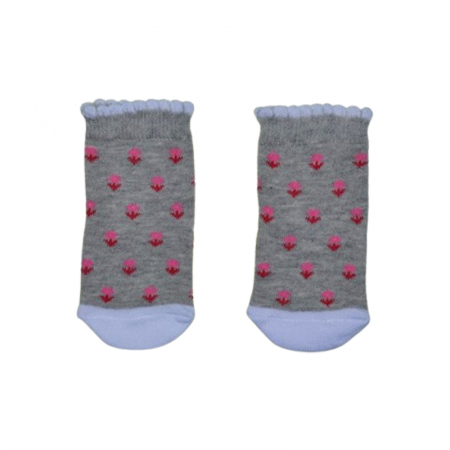 Sosete bebelusi si copii - Sosete antiderapante pentru fete, Mini Junior, SSTMJ-27G, Gri