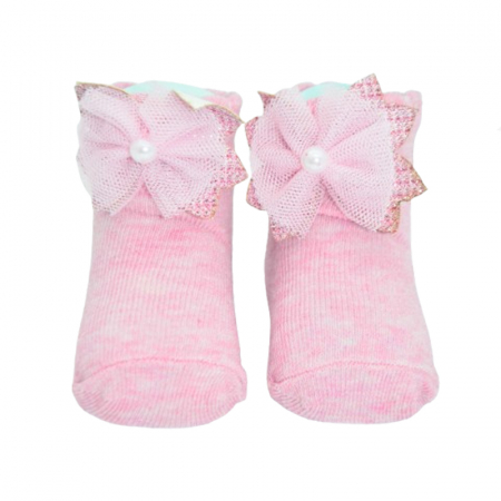 Sosete din bumbac cu fundita pentru fete Mini Junior SST-MJ1, Roz [2]